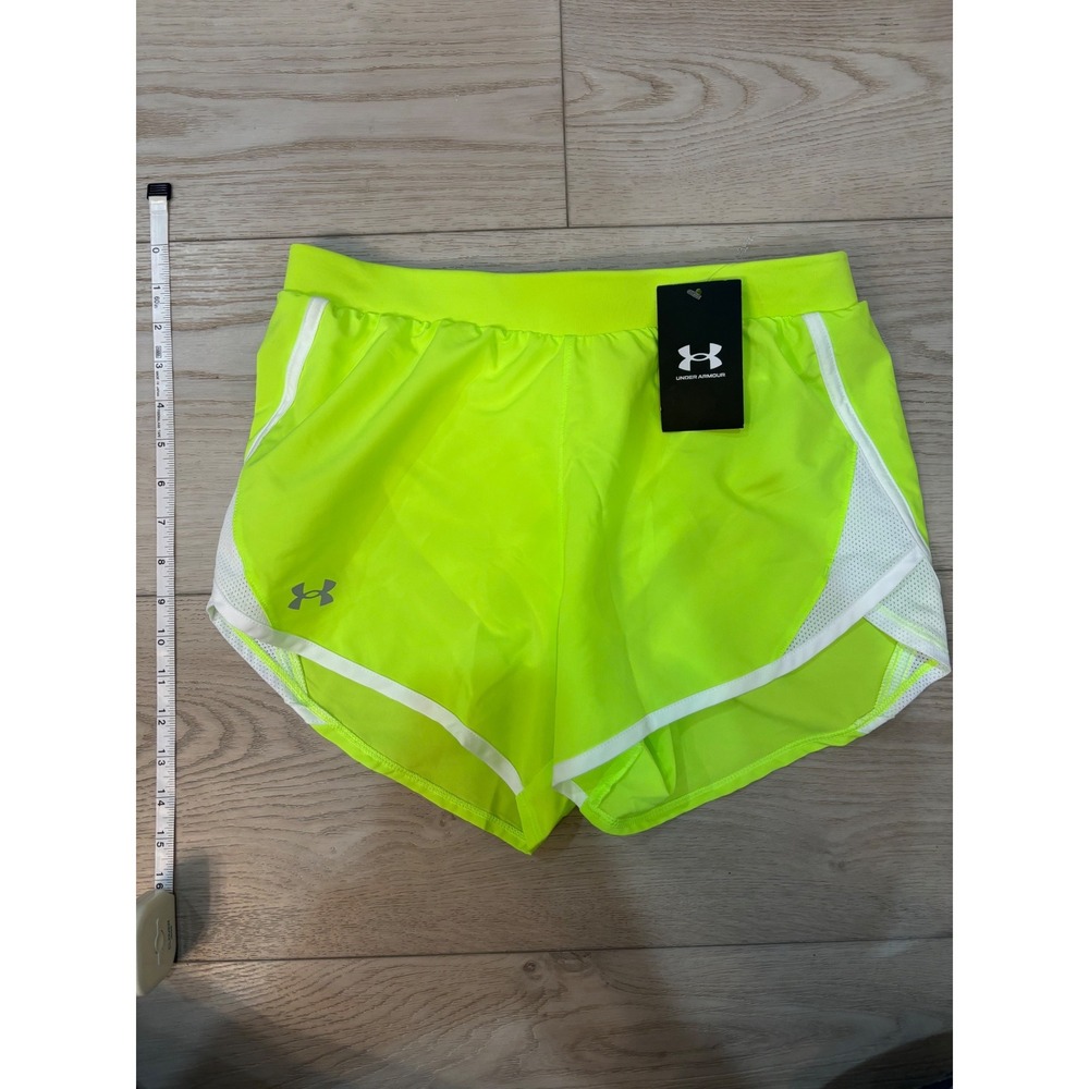 Under Armour Womens Fly-By 2.0 Running Shorts Neon Lime Yellow Small NWT - Picture 7 of 7